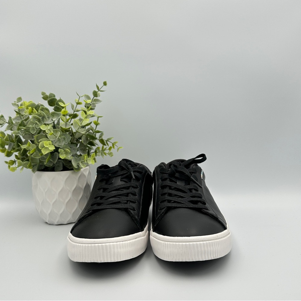 Toms Men's Carlson Black White Leather Shoes Sneakers Size 8 - Picture 4 of 11